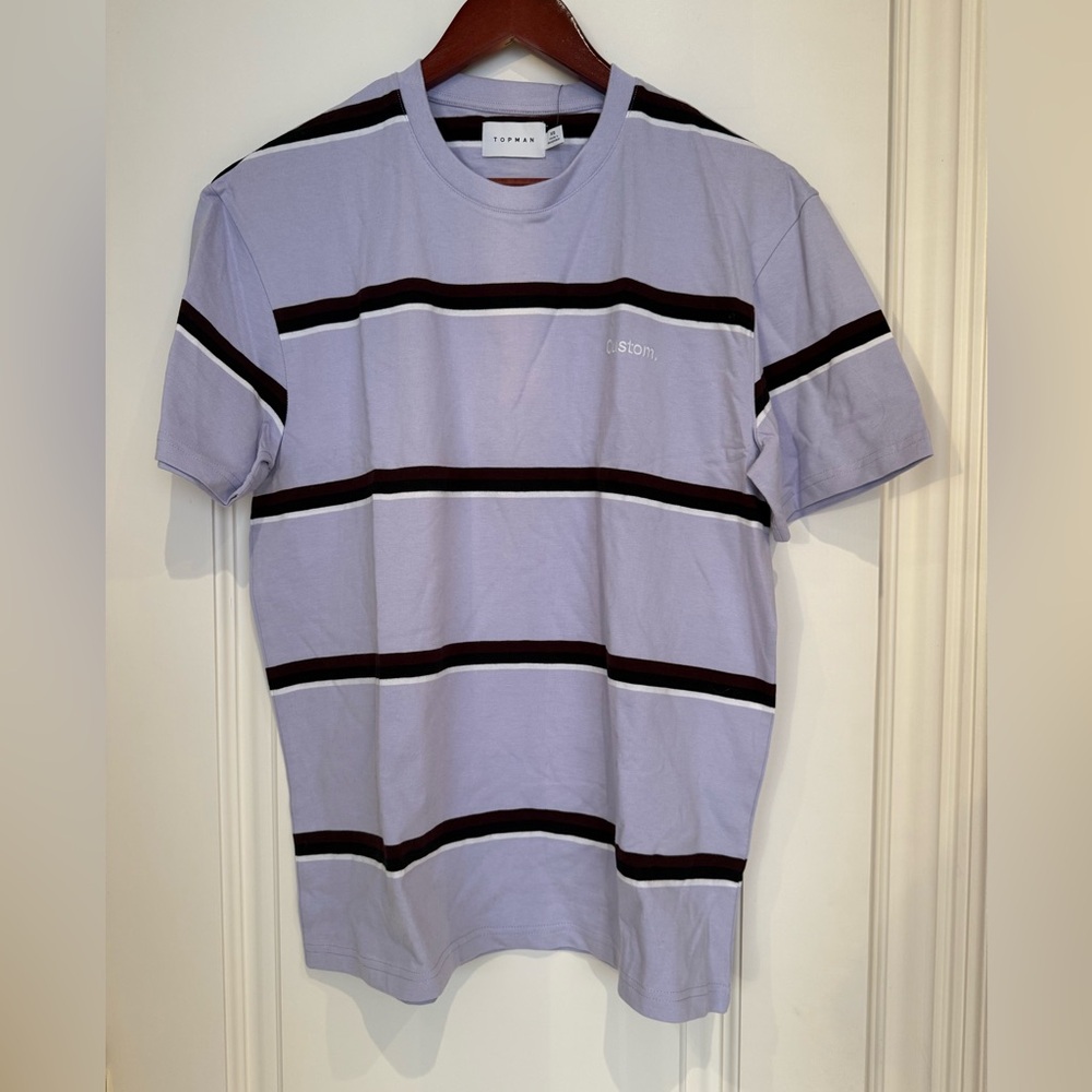 Topman Lavender and Black Striped Tee